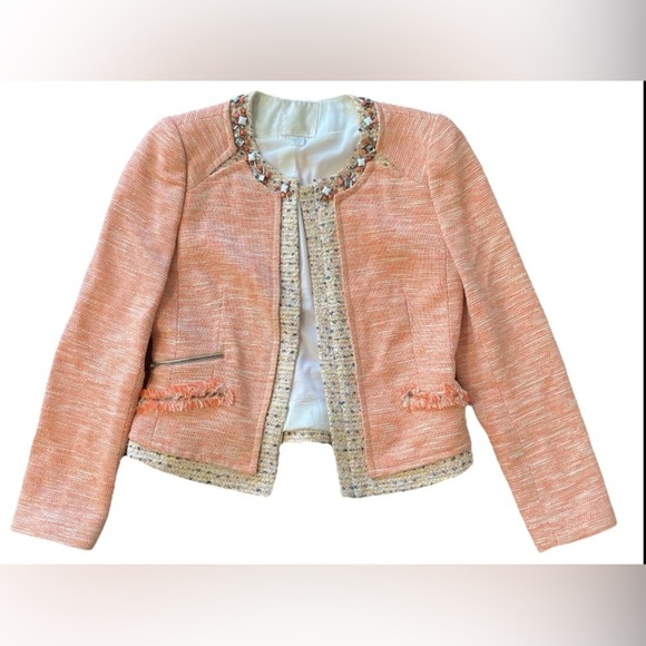 McGinn Orange Blazer Jacket Tweed Jeweled - Picture 1 of 9